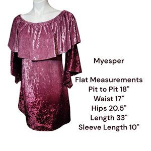 Off the Shoulder Velvet Dress Variegated Pink Rose Myesper Fits M/L